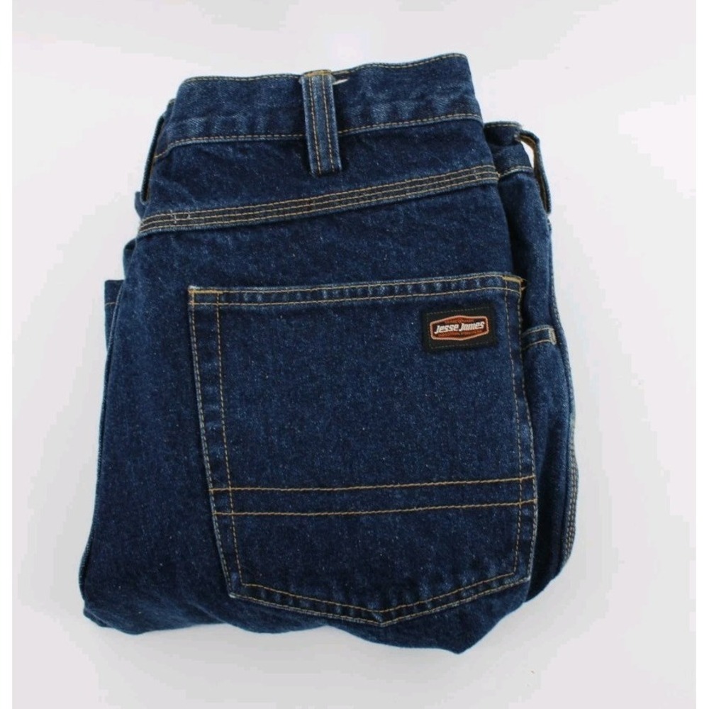 Jesse James 32X34 Mens Blue Work Fit Casual Pockets Straight Cotton Denim Jeans